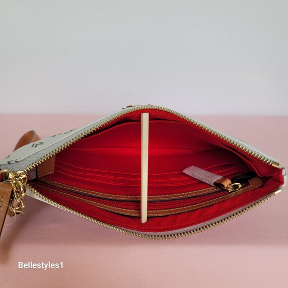 DOONEY & BOURKE Blakely Signature Logo Print Large Wristlet- Bone color ⭐ - Picture 14 of 16